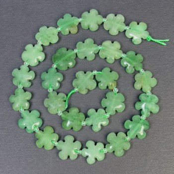 Jade Beads Flower Shape, Natural Stone, Diameter 15×6 mm ± Hole, Diameter 1 mm ± Seed Beads, Diameter 3 mm, Length 41 cm +