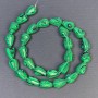 Malachite Drop Beads, pressed stone, teardrop shape, diameter 15x10 mm, hole diameter ~1 mm, length 40 cm