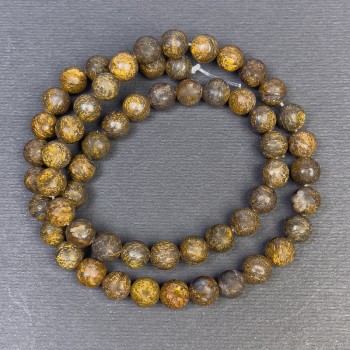 Bronzite beads, natural stone, smooth spheres, diameter 6.5 mm, hole diameter 1.5 mm, length 38 cm