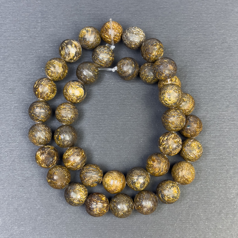 Bronzite Beads, Natural Stone, Smooth Round Beads, Diameter 10.5 mm ±, Hole Diameter 1.5 mm ±, Length 38 cm ±