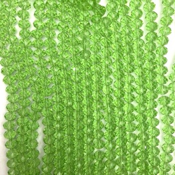 Light-green Czech Crystal Beads on Beading Thread, Transparent, Faceted Rondelle, 8x6 mm, Length 40 cm + -