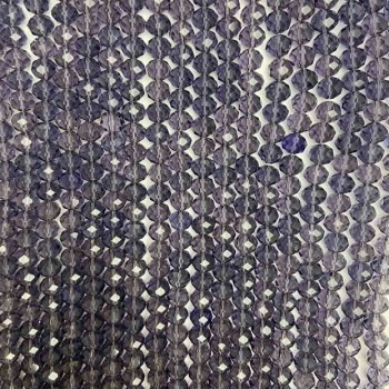 Purple Transparent Czech Crystal Beads on Thread, Faceted Rondelle, 8x6.5 mm + -, length 40 cm +