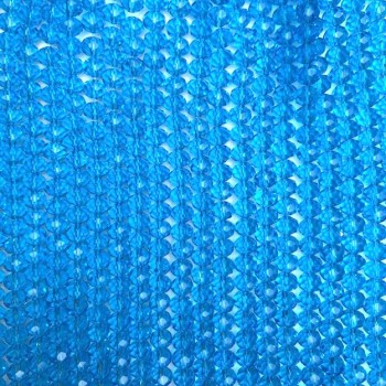 Blue Czech Crystal Beads on Thread, Transparent Faceted Rondelle, 8x6mm, 40cm Length ±