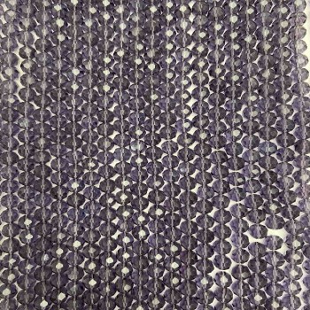 Purple Transparent Czech Crystal Beads on Beading Thread, Faceted Rondelle, 8x6 mm, 5 mm, Length 40-42 cm
