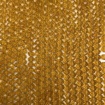 Amber Czech Crystal Beads on Fishing Line, Transparent Faceted Rondelle, 8x6 mm, Length 40-41 cm ±
