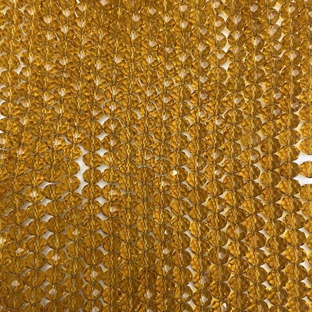 Amber Czech Crystal Beads on Fishing Line, Transparent Faceted Rondelle, 8x6 mm, Length 40-41 cm ±