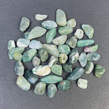 (per 100 g ±) Natural Moss Agate, faceted nuggets without holes, 9-17 × 5-9 mm (+/-)