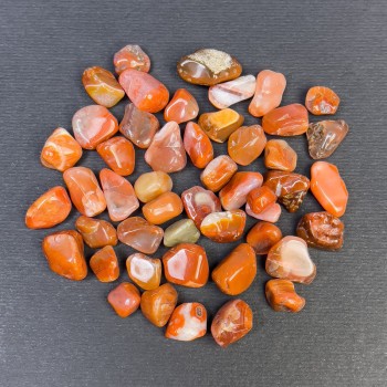 (per 100 g ±) Natural Carnelian processed nuggets faceted without hole 8-12 x 6-9 mm (+-)