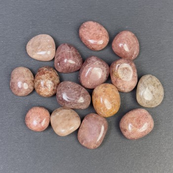 (per 100g +/-) Natural Strawberry Quartz faceted nuggets without hole 21x17mm (+-)