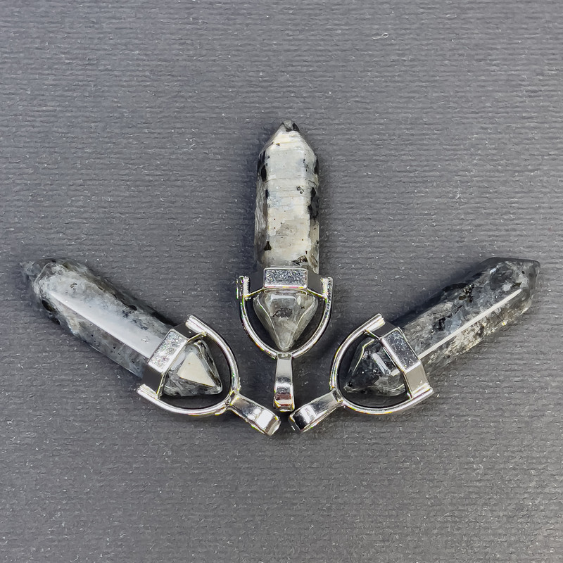 Pendant Labradorite (Lavrikite) Hexagonal Crystal Sphere 8x31x41 mm+