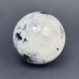 Price per 100 g. Adularia natural stone sphere with pyrite and black tourmaline inclusions, dimensions ~66 mm +/-, weight 300 g