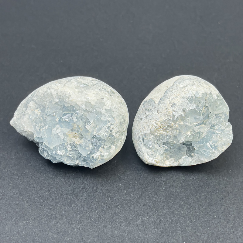 Price per 100 g. Celestine druse natural souvenir stone, dimensions approx 40 × 50 × 35 mm, weight approx 56 g