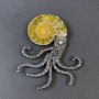 Ammonite Brooch-Pendant, diameter 32-38 mm ±, silver-toned metal 67x53 mm ±, Assorted sizes