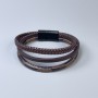 Triple men's bracelet in brown eco-leather, thickness 11–18 mm, length approximately 22 cm, black metal clasp