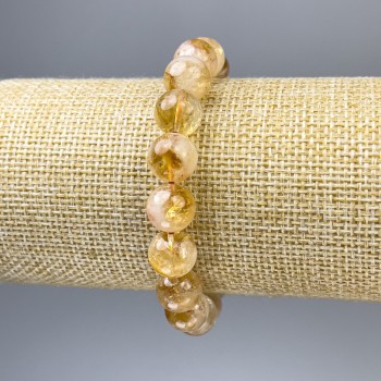 Citrine bracelet with smooth beads, 10 mm diameter, 18 mm length, stretch bracelet