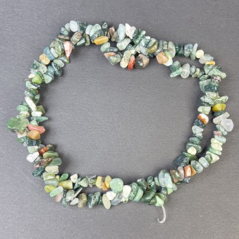 Moss Agate Chip Beads 10x3 mm - on a thread, length 76 cm