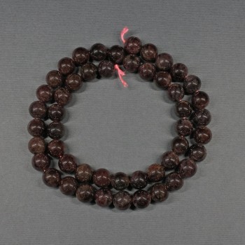 Garnet Beads Smooth Ball 11mm on Thread, Length 39cm+