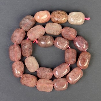 Strawberry Quartz Rondelle Beads 17x12mm +/- on thread, length 39cm+