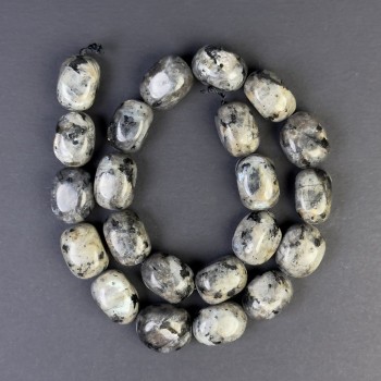 Labradorite faceted beads 18x13 mm on thread, length 38 cm