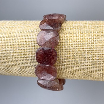 Strawberry Quartz Bracelet - Link, 18x14 mm diameter, 18 mm length, Stretch
