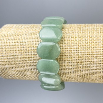 Jade bracelet with rounded links, 19×13 mm diameter, 18 mm length, stretch