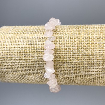 Pink Quartz Chip Bracelet, diameter 8-10×4 mm, length 18 mm, stretch