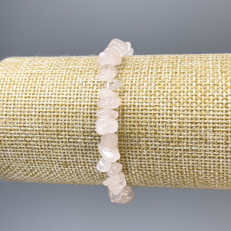Pink Quartz Chip Bracelet, diameter 8-10×4 mm, length 18 mm, stretch