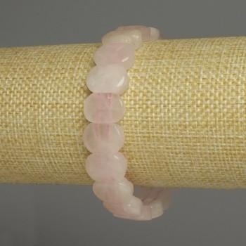 Clearance! Pink Quartz Bracelet with Rounded Links, Diameter 14×10 mm ±, Length 18 mm ±, Stretch