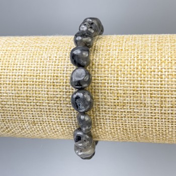 Labradorite bracelet with faceted beads, 10x9 mm diameter, 18 mm length, elastic