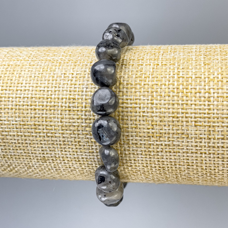 Labradorite bracelet with faceted beads, 10x9 mm diameter, 18 mm length, elastic