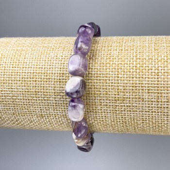 Amethyst Chevron Bracelet, Faceted Beads, Diameter 13×12 mm, Length 18 mm, Stretch