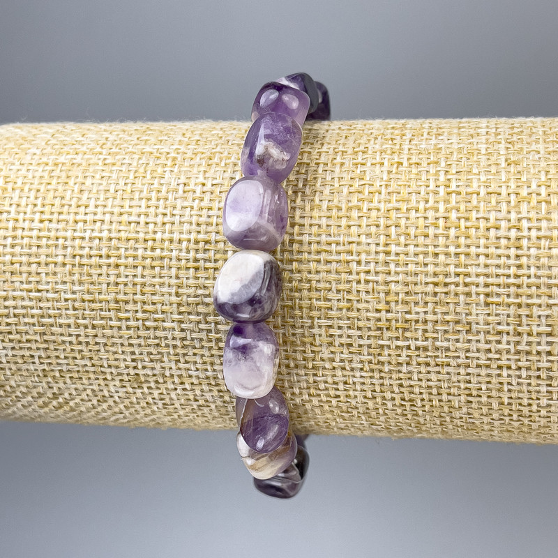 Amethyst Chevron Bracelet, Faceted Beads, Diameter 13×12 mm, Length 18 mm, Stretch