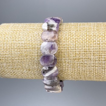 Amethyst Chevron Bracelet with Rounded Links, 14x10 mm diameter, 18 mm length, stretch