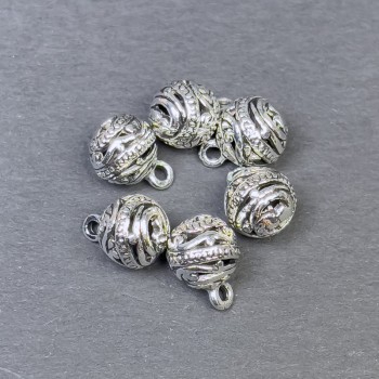 Jewelry findings: Silver-colored pendant, 8x11 mm diameter, packaging 6 pcs