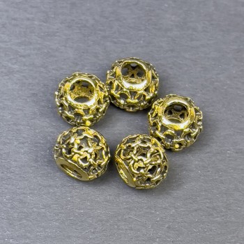Gold-tone bead insert finding, size 6.5×8 mm, hole diameter 4.5 mm, packaging 5 pcs
