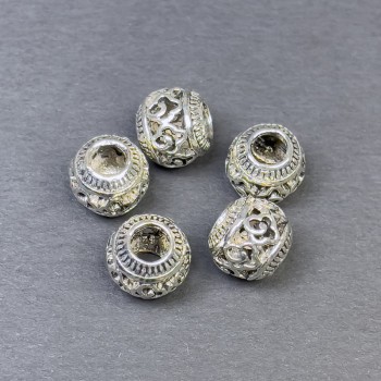 Bead Insert Fitting, Silver Metal Color, 9×10 mm size with approx. 4.5 mm hole, packaging 5 pcs
