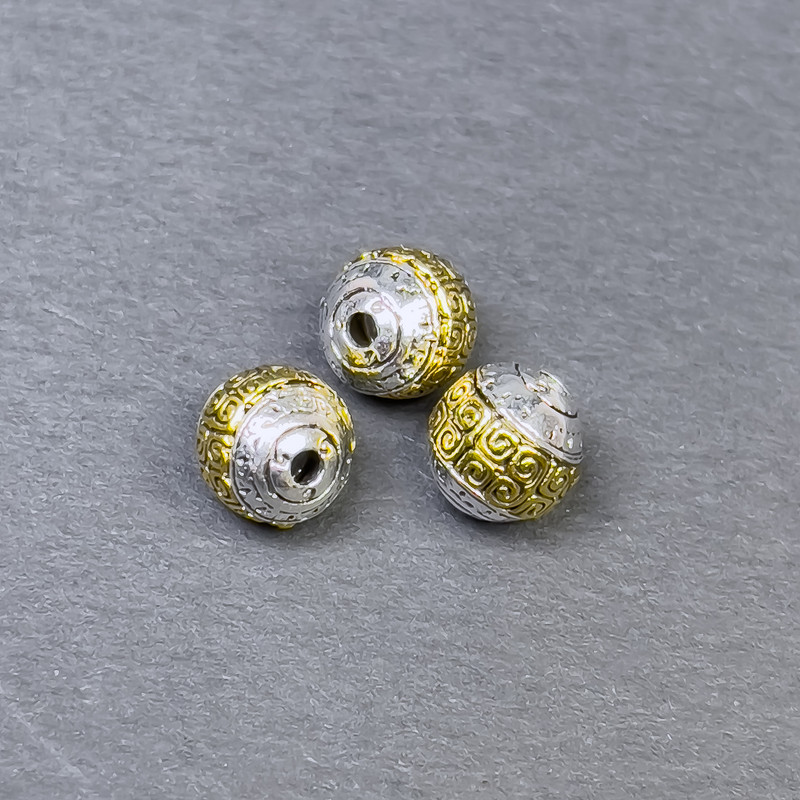 Bead Insert Findings in Silver- and Gold-Toned Metal, 8x8 mm diameter, 1.5 mm hole, packaging 3 pcs