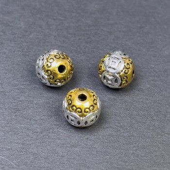 Bead-insert findings in silver-gold metal color, 10x10 mm diameter ±, hole diameter 2 mm ±, packaging 3 pcs