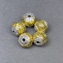 Bead insert findings in silver- and gold-toned metal, 11x11 mm, hole diameter about 2.5 mm, price per piece