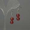 Earrings Carnelian bead 8mm, length 35mm