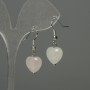 Earrings Pink Quartz Heart 12mm+-, length 30mm+-