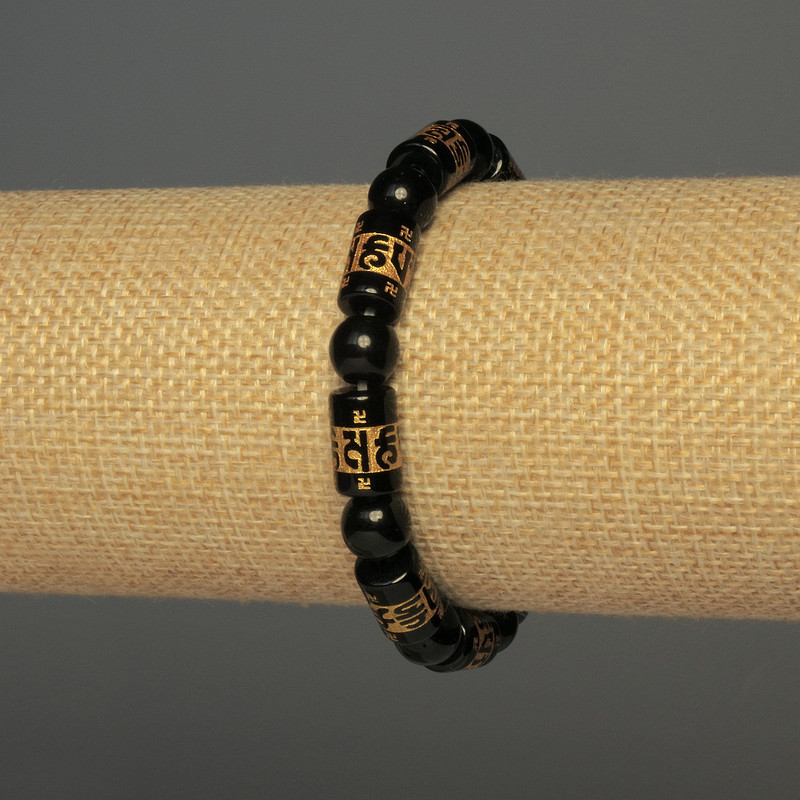 Agate Bracelet (Imitation) - Smooth Beads, 8 mm diameter +- Cylindrical Insert, 12x8 mm +-18 mm +- Stretch