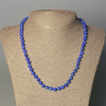 Imitation Lapis Lazuli Necklace, Smooth Beads, 6 mm Diameter, 50 mm Length, with Clasp