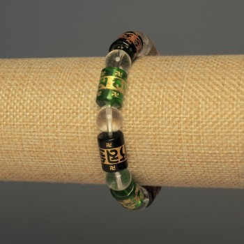 Bracelet with smooth glass beads, 10 mm diameter ±, cylinders 14×10 mm ±, 18 mm ±, elastic