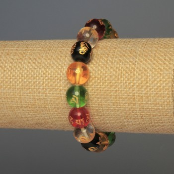 Bracelet with Glass Smooth Beads, diameter 12mm–18mm, stretchy