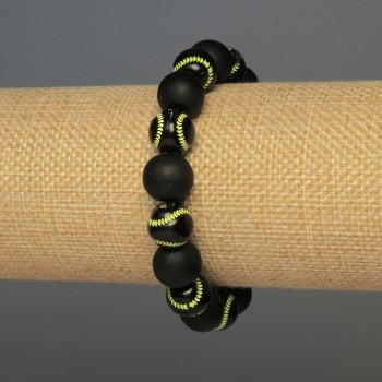 Bracelet with Wooden Beads, 12mm diameter +/- ball insert, 12mm +/- 18mm +/- Stretch