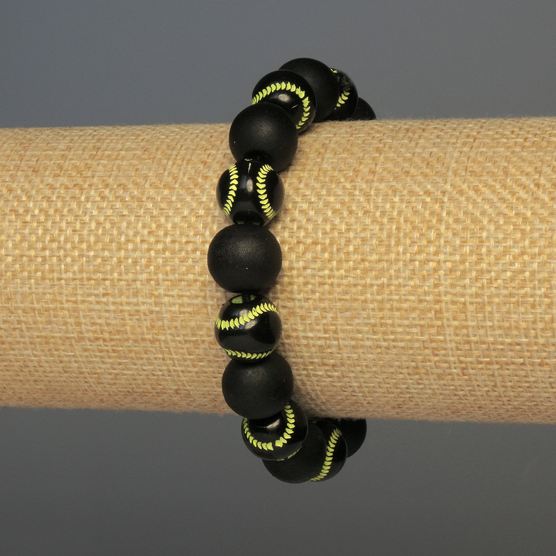 Bracelet with Wooden Beads, 12mm diameter +/- ball insert, 12mm +/- 18mm +/- Stretch