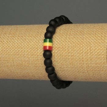 Bracelet with wooden beads, diameter 8mm ±, acrylic insert 9x8mm ±, length 18mm ±, stretch