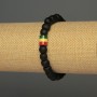 Bracelet with wooden beads, diameter 8mm ±, acrylic insert 9x8mm ±, length 18mm ±, stretch