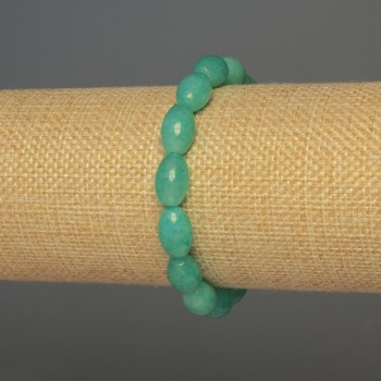 Aquamarine Bead Bracelet, 12x8 mm, 18 mm length, stretch base